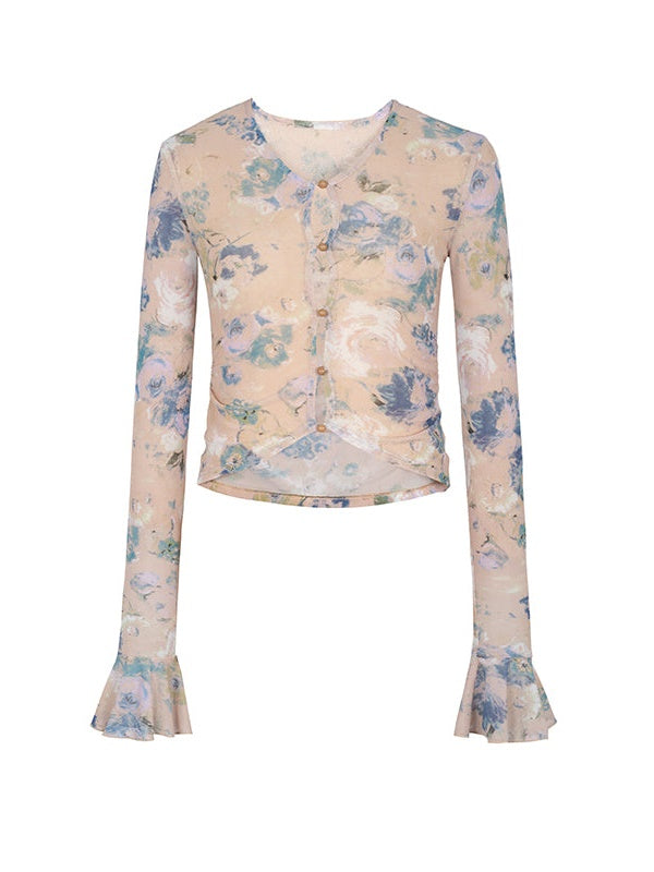 Cardigan de chemise à lumière florale