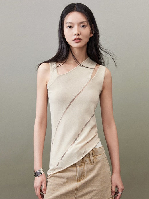 Streamline Irregular Knitted Sleeveless Top