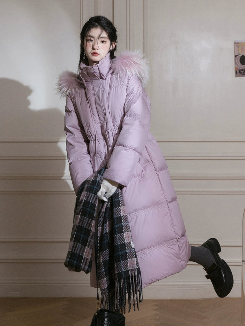 Diamond-shaped Pressed Long Down Jacket