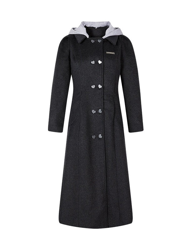 Manteau de laine de chapeau amovible