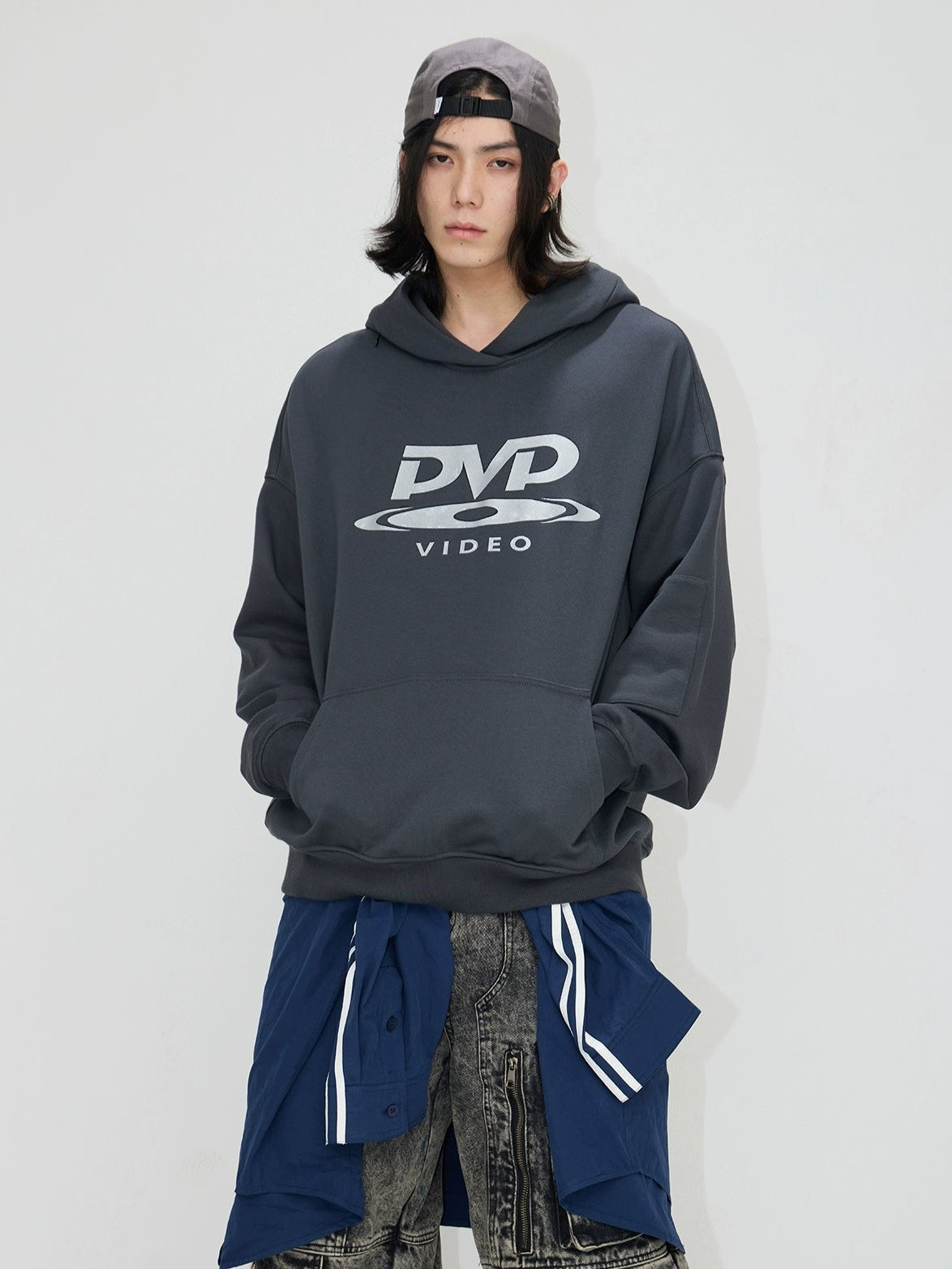 DVD Printed Hidden Zipper Hooded Sweat