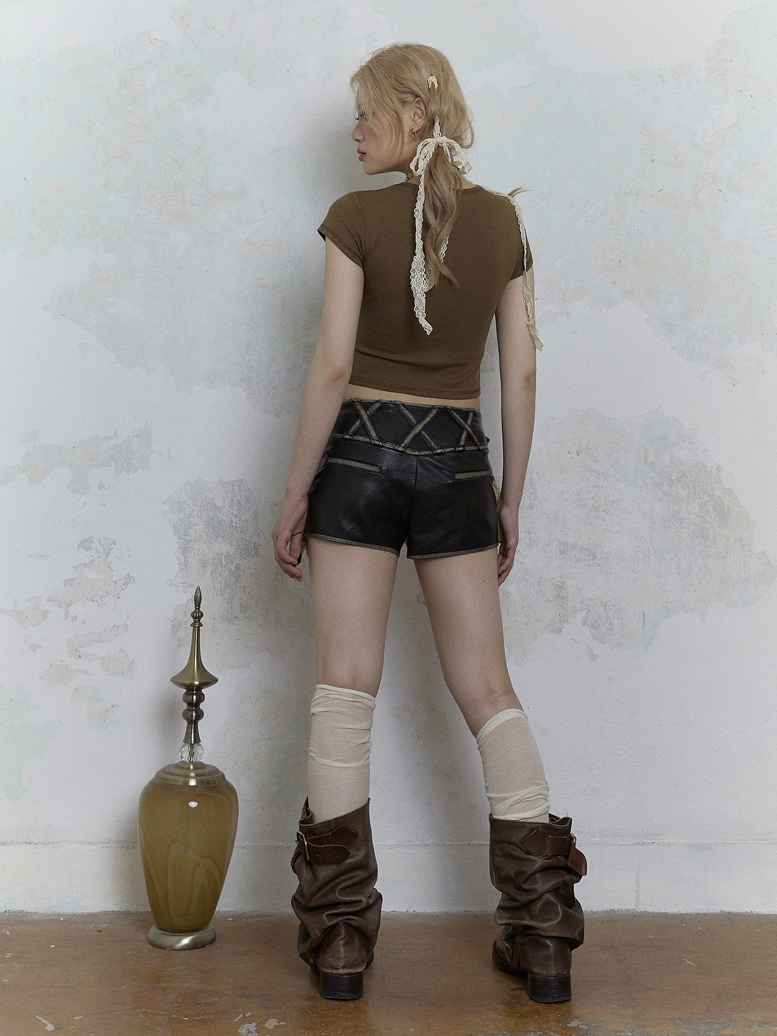 Punk Heavy Industry Plux Shorts en cuir