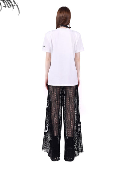 Ultra-loose Mopping Irregular Net Skirt Pants