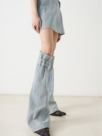 Robe de haut nue en denim mince avec couvercles de pied