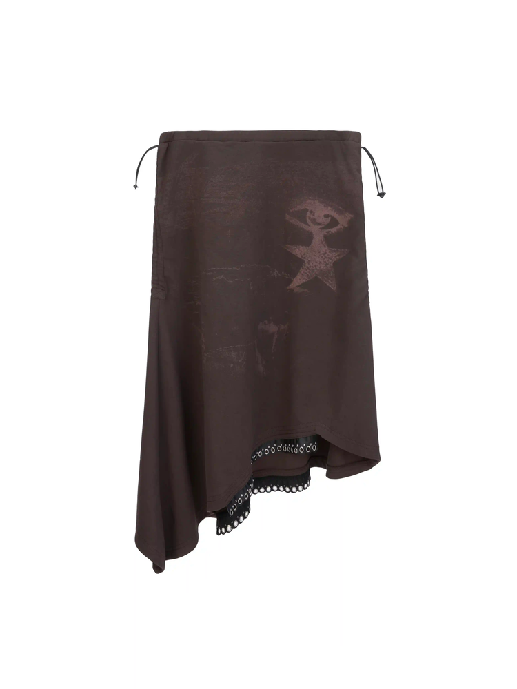 Drawstring Aysmmetry Hole Punk Skirt