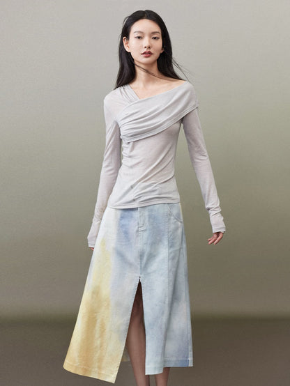 Asymmetric Slit A-line Skirt