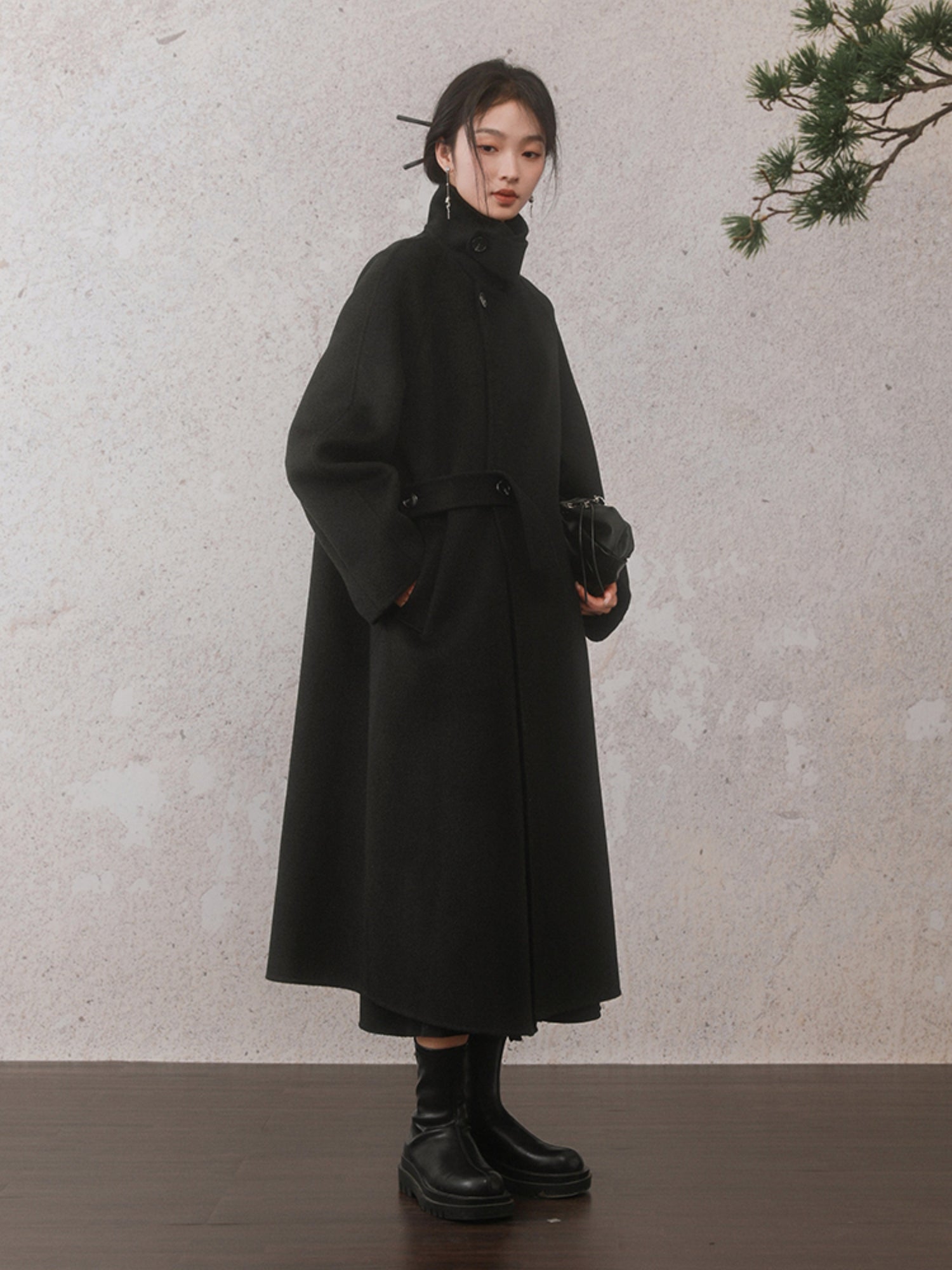 Side Button Double-sided Raglan-sleeve Coat