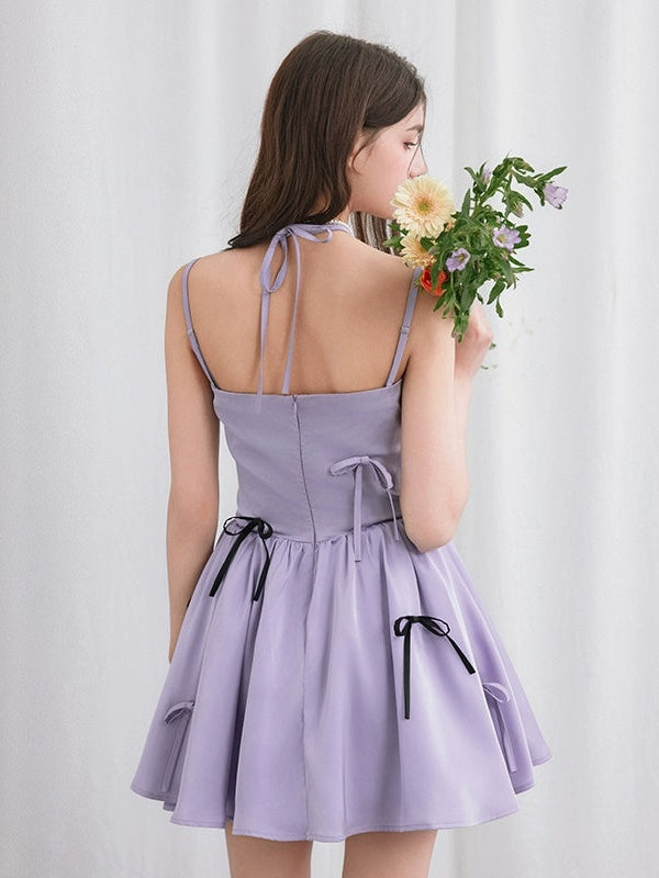 Bow Romantic Suspender Gather Dress