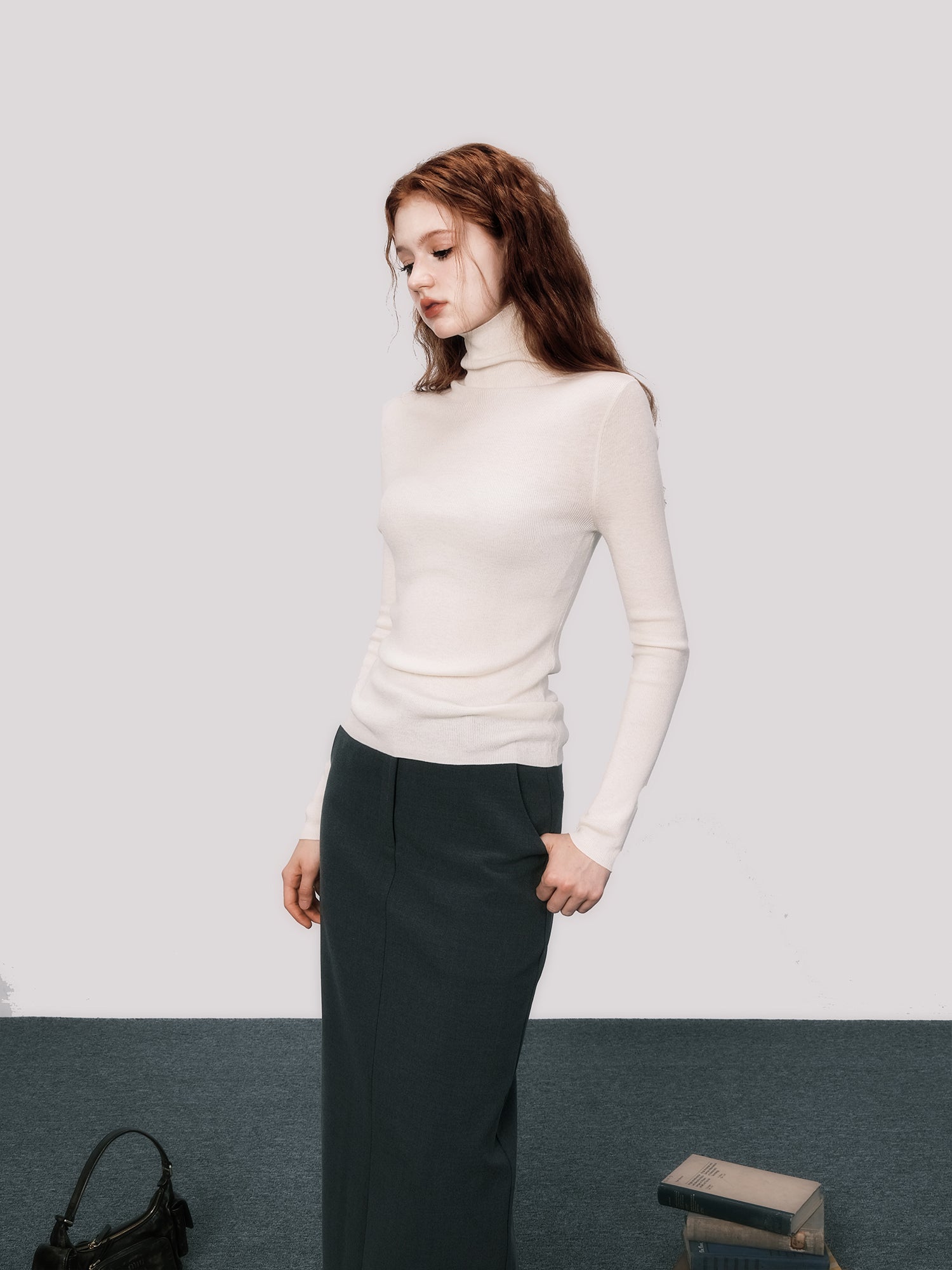 High-Neck Slim Knitted Bottoming Shirt