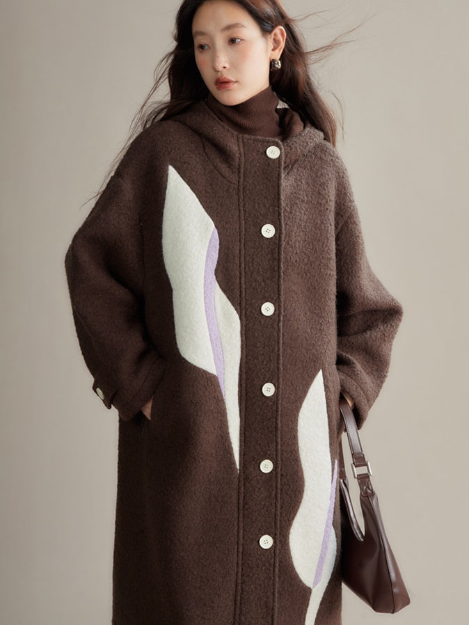 Calla Lily Stitched Hooded Coat