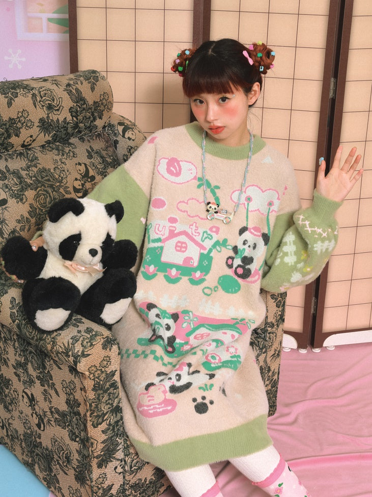 Panda Warm Knitted One-piece