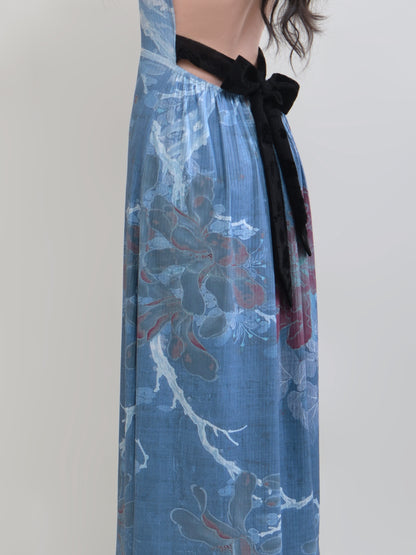 Impression de style chinois Robe sans manche sans arc