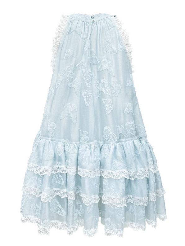 Butterfly Organza Lace Sleeveless Dress