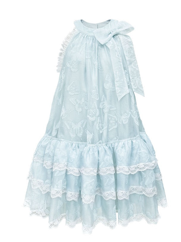 Butterfly Organza Lace Sleeveless Dress