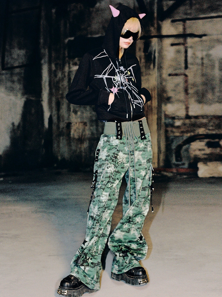 Camouflage Spray-printed Jeans