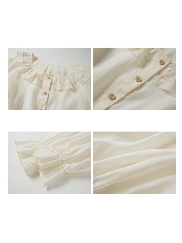 Shimmer Frill Collar Shirt ＆ Fluffy Cake Skirt