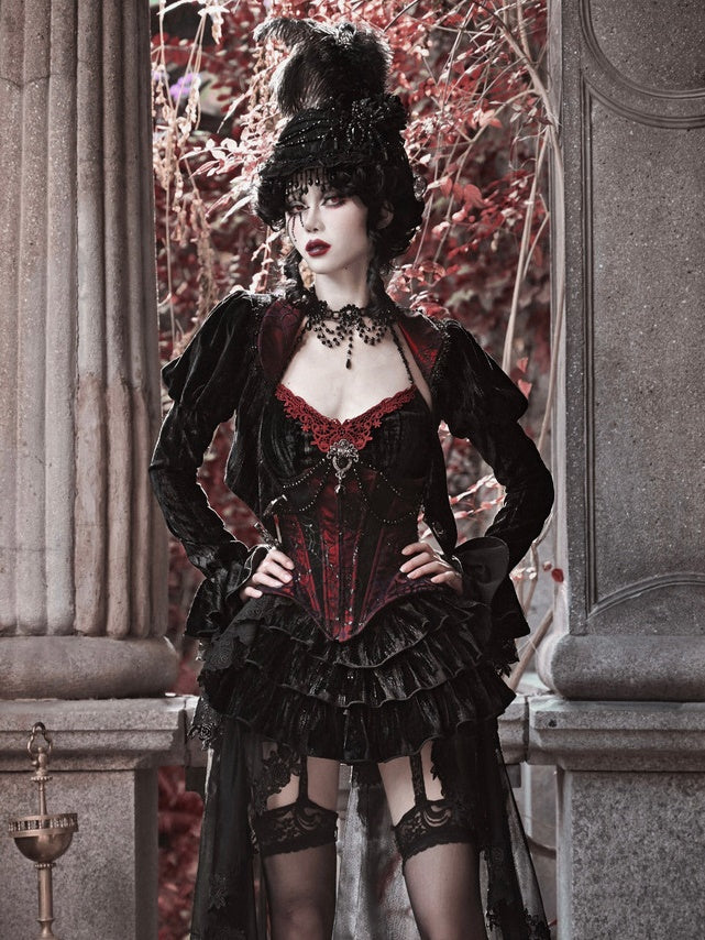 Gothic Velvet Cobweb Court Cardigan Top