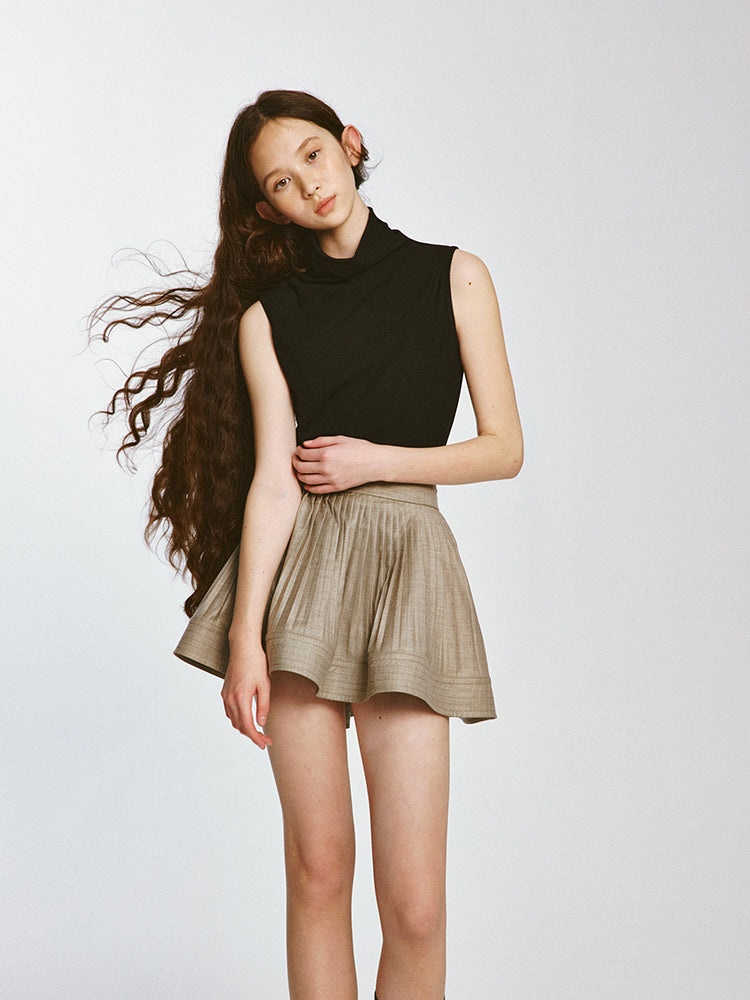 Three-dimensional Silhouette Pleated Skirt