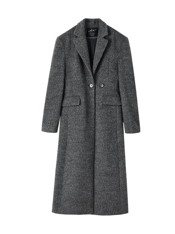 Wide Shoulder One Button Long Coat