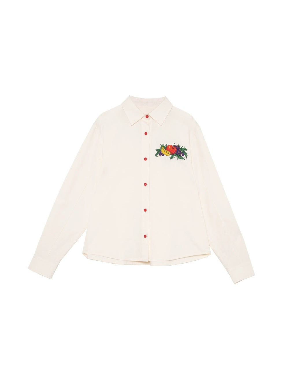 Fruit Embroidered Loose Long-sleeved Shirt