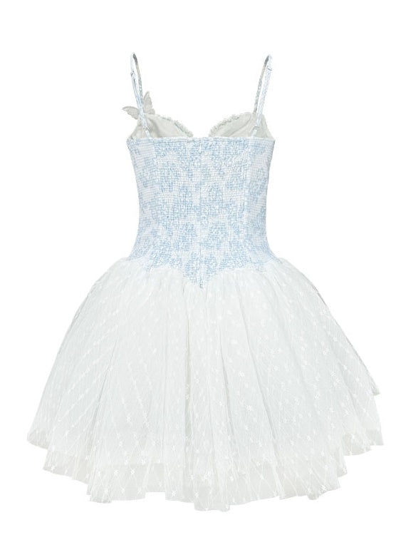 Flower Pearl Butterfly Ballet Style Mesh Suspender Dress