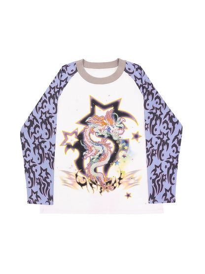 T-shirt à manches Raglan imprimé dragon