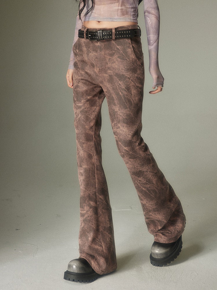 Denim Washed Micro-flared Pants