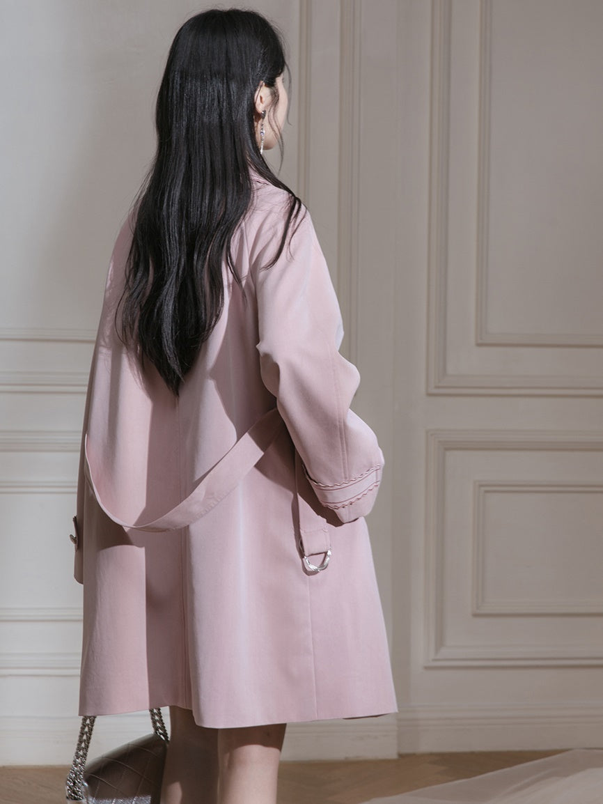 Contrasting Line Pleated A-shaped Coat