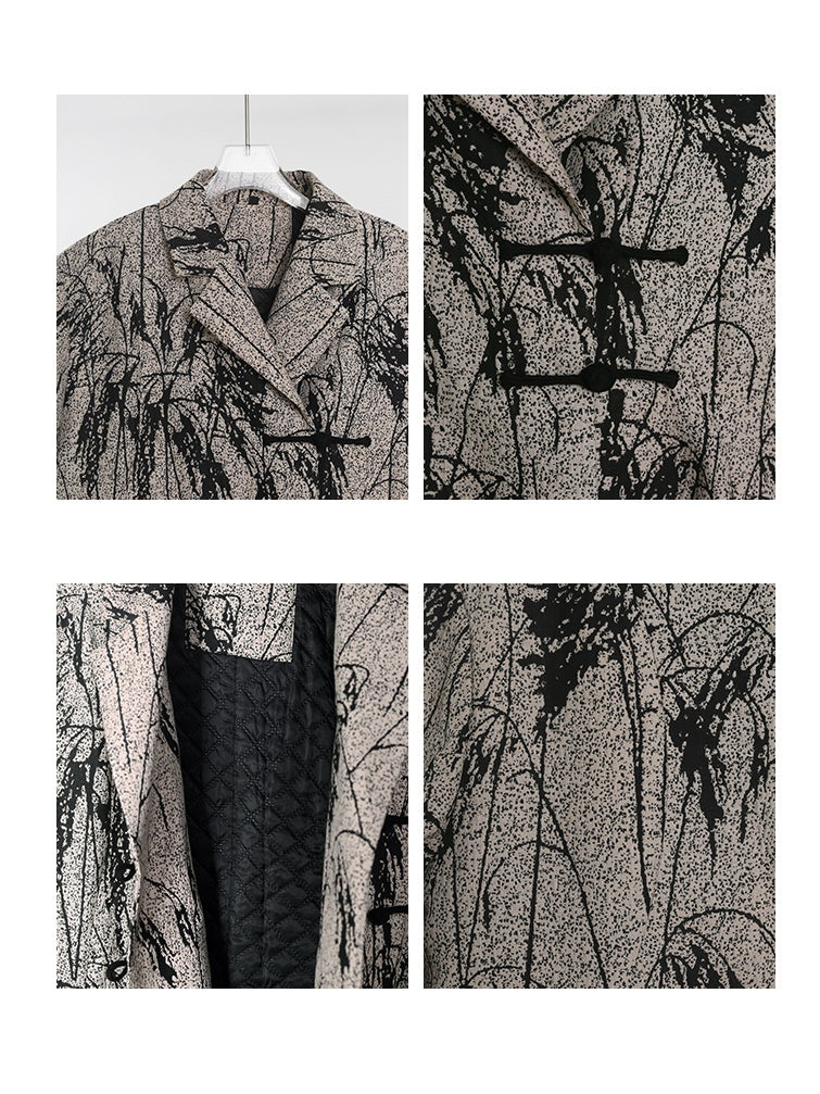 Chinese Style Jacquard A-Line Jacket