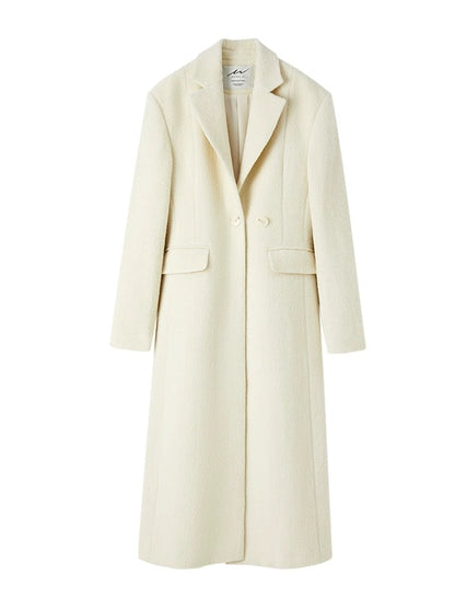 Wide Shoulder One Button Long Coat