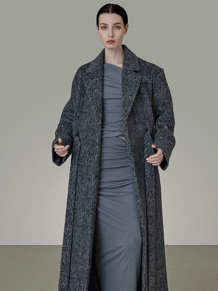 Loose Belted Suit Collar Long Coat