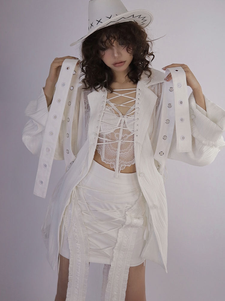 Lace-up Oversize Loose Lace Shirt