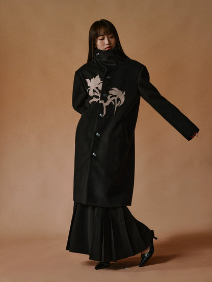 Chinese Style Iris Appliqué Embroidered Coat