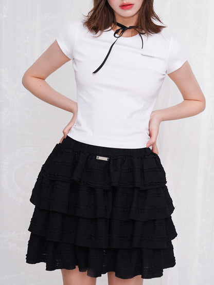 Corset Design Top ＆ Puffy Cake Skirt Pants