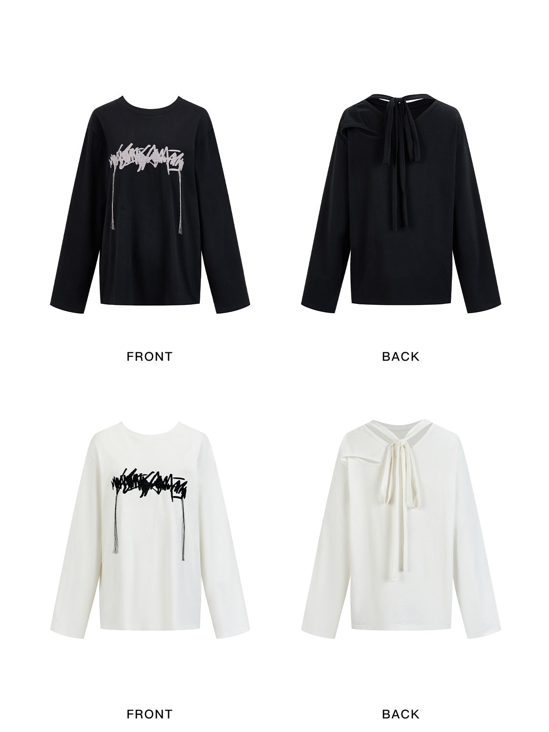 Hollow Embroidery Loose Long-sleeved T-shirt