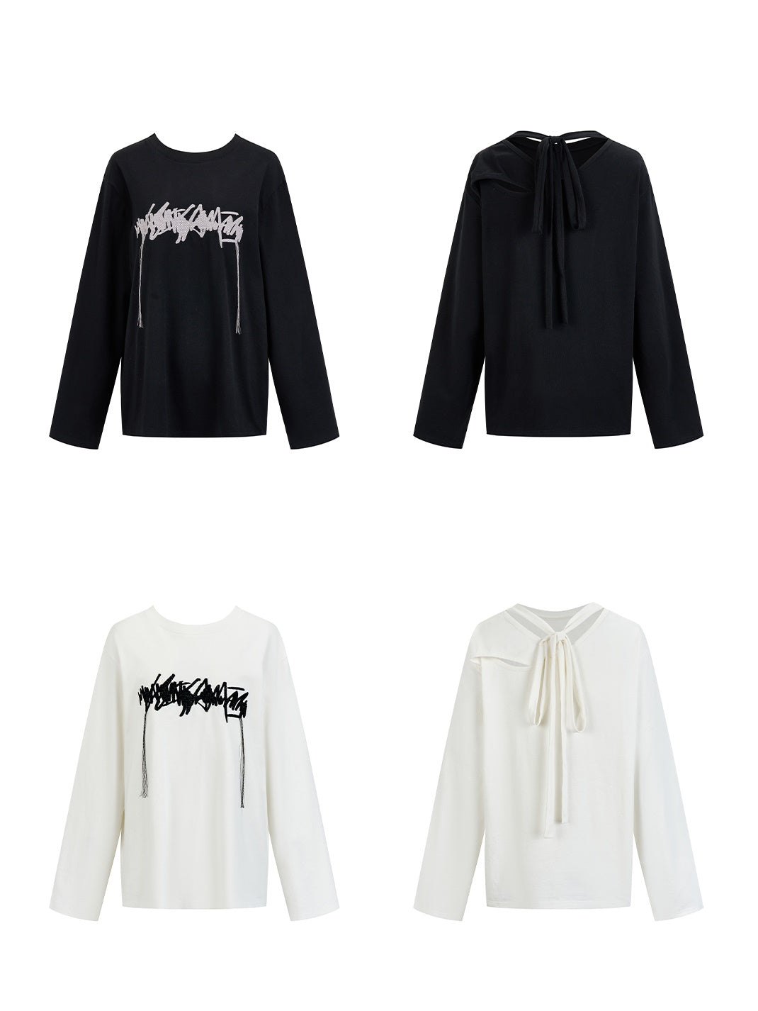 Hollow Embroidery Loose Long-sleeved T-shirt