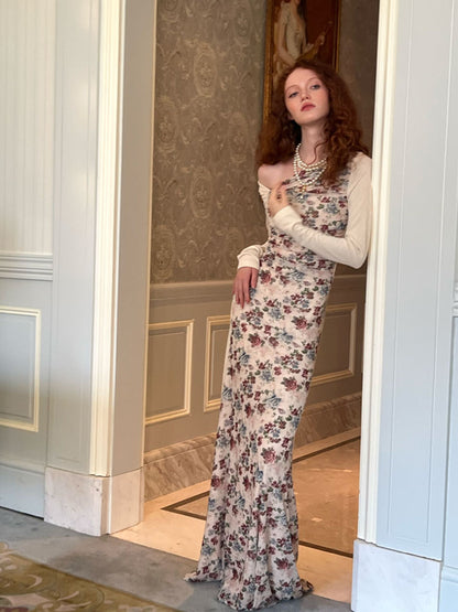 Robe plissée en mailles époustouflantes imprimées