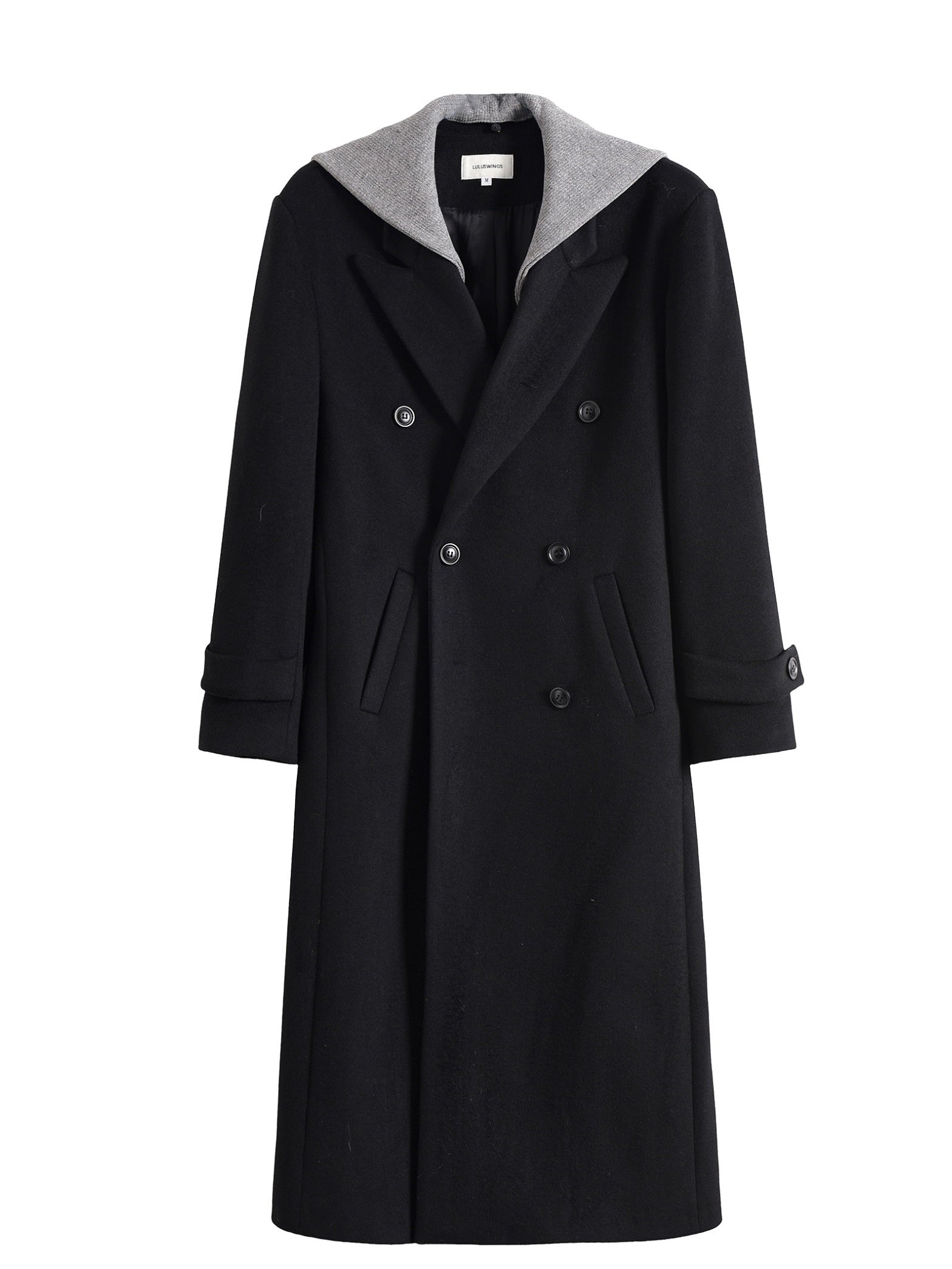 Detachable Navy Collar Double-breasted Coat