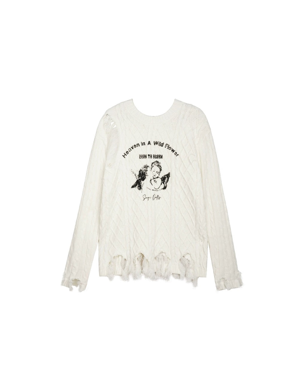 Angel Print Hole Pullover Sweater