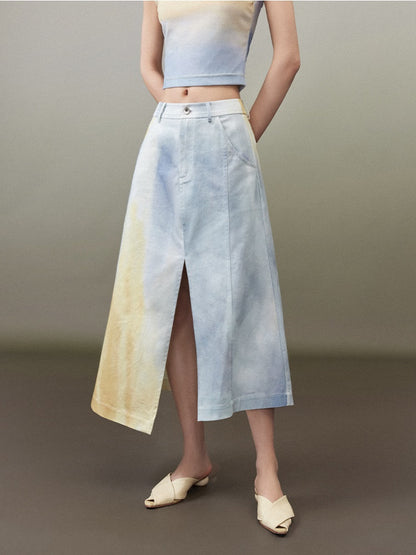 Asymmetric Slit A-line Skirt