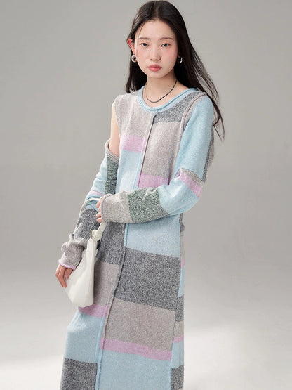 Border Curling Knitted Short Shawl Cardigan ＆ Sleeveless One-piece