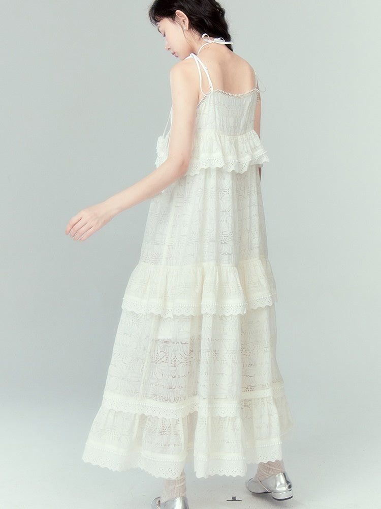 Flower Splicing Suspender Cake Dress