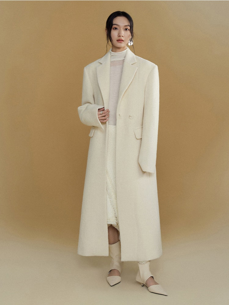 Wide Shoulder One Button Long Coat