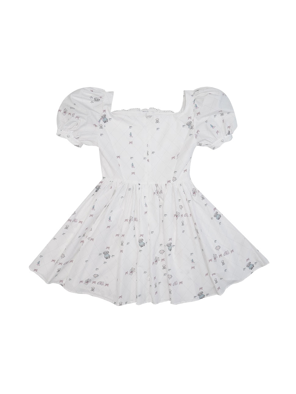 Puff Sleeve Lace Dress &amp; Pannier Set-UP