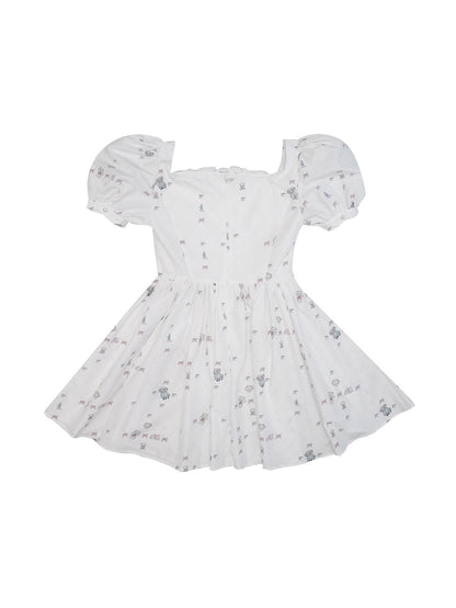 Puff Sleeve Lace Dress &amp; Pannier Set-up