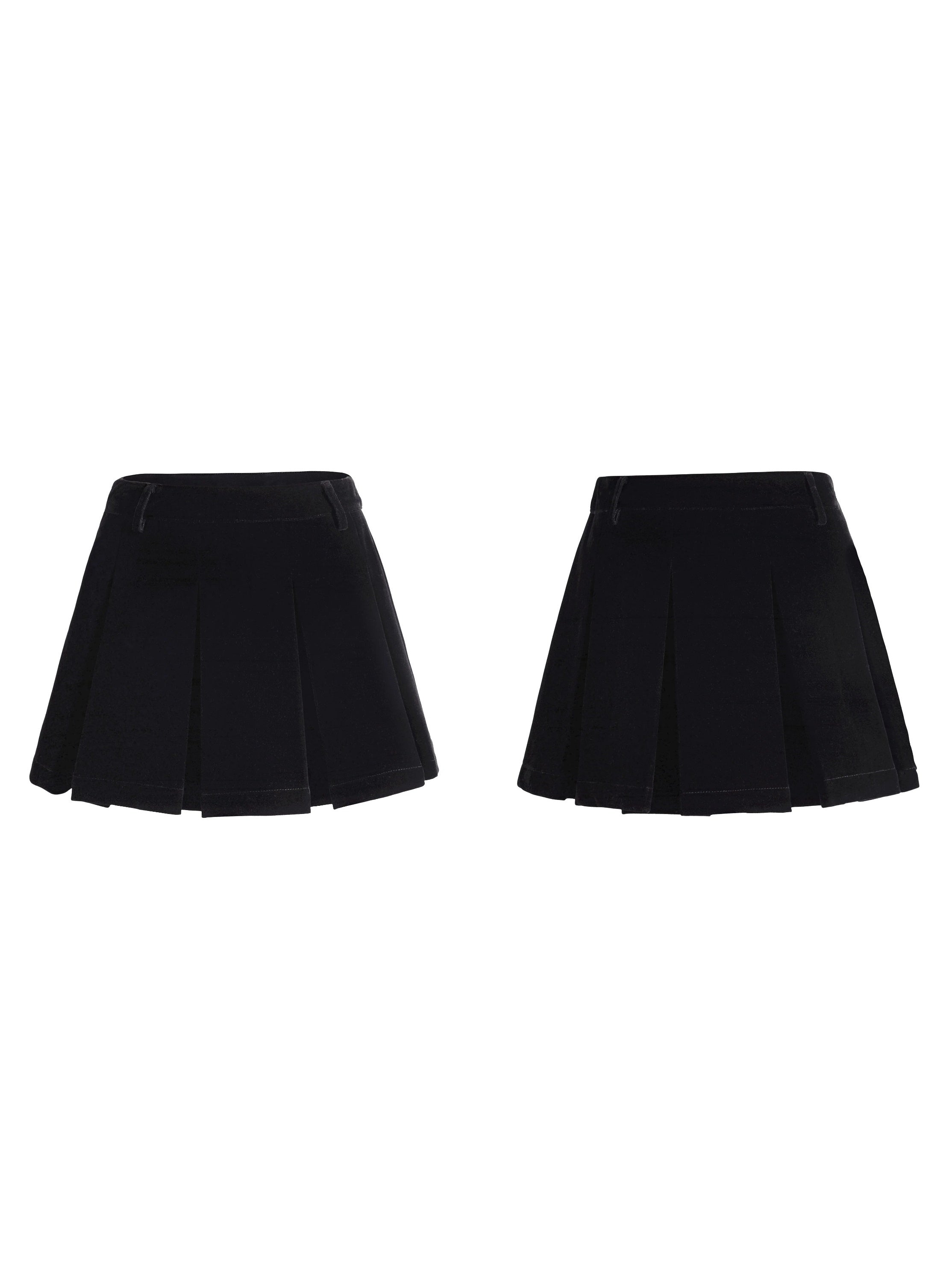 Velvet Pleated A-line Skirt