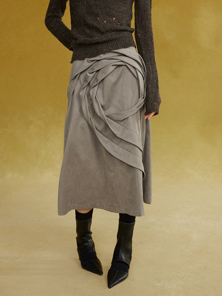 Twisted Pleated Straight Skirt