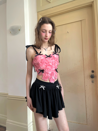 3D Flower Bowknot Strappy Vest