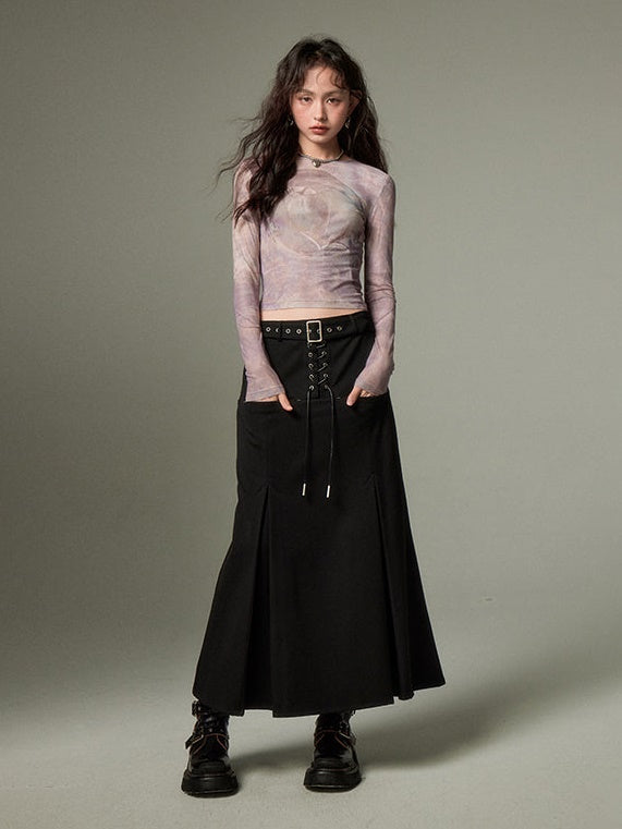 Lace-Up Front Pocket Mermaid Skirt