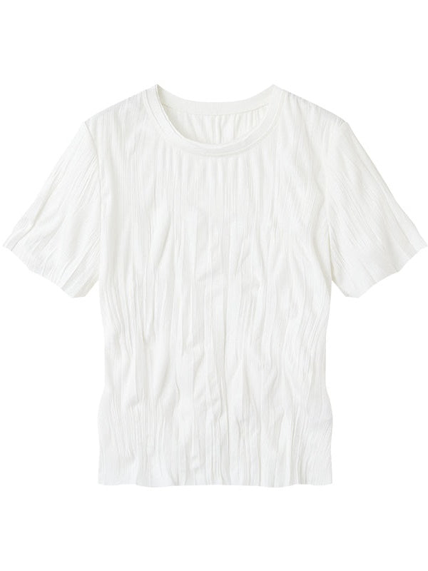 Round Neck Pleated T-shirt